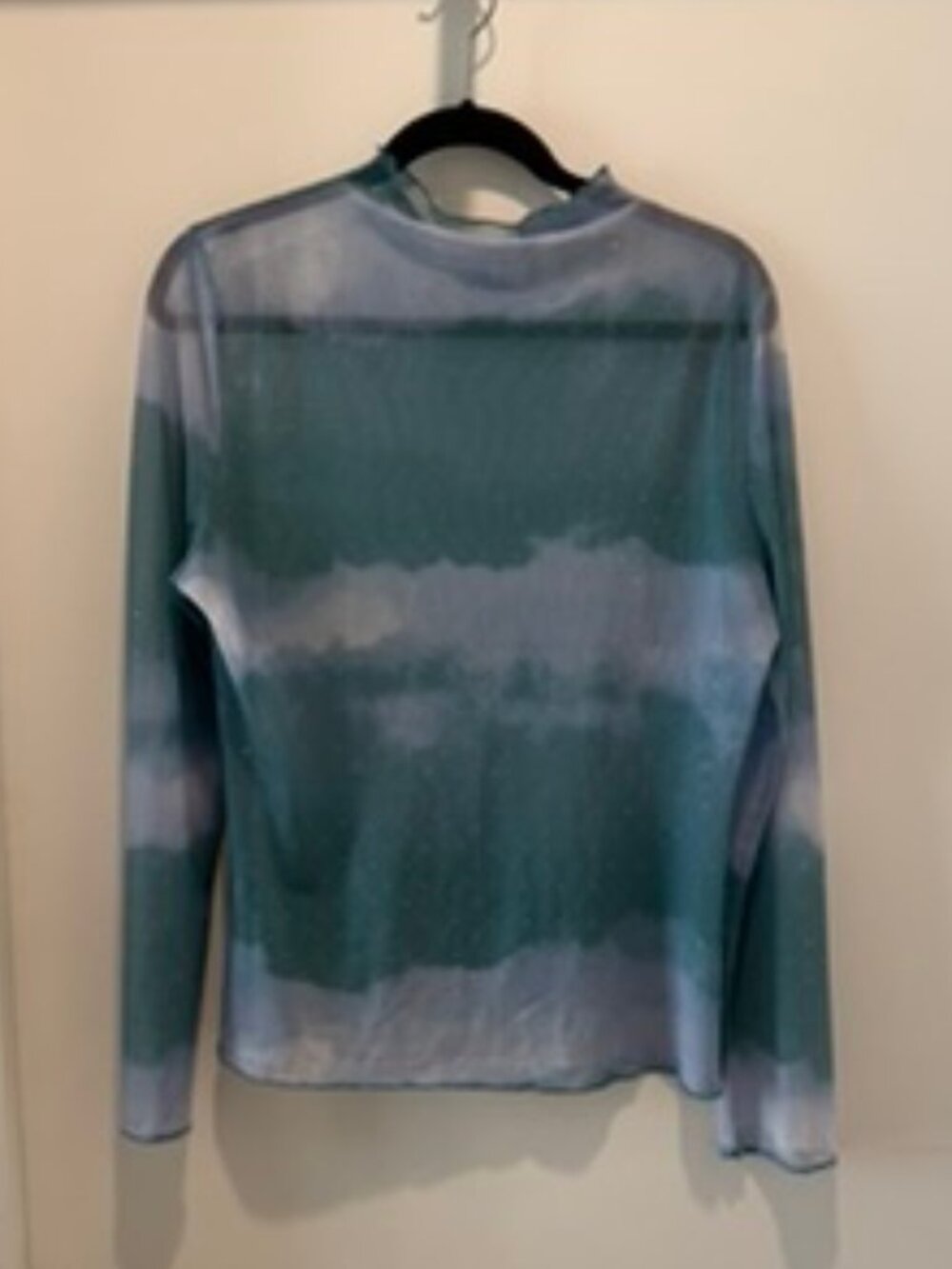 Light Blue Sparkle Mesh Long Sleeve Top Size L